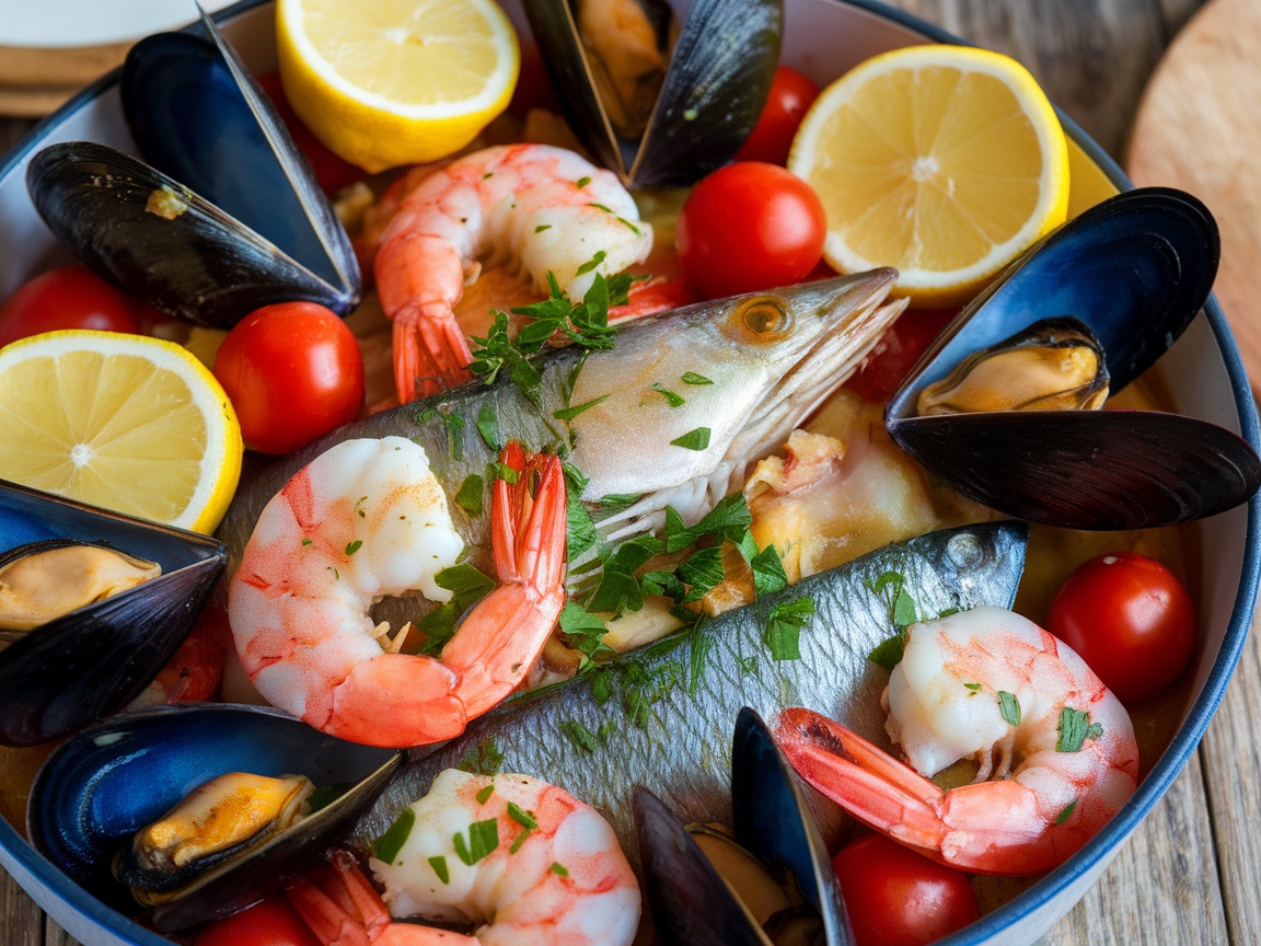 One-pan seafood roast with smoky garlic butter