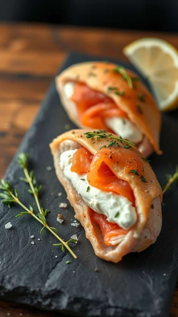 Stuffed chicken with smoked salmon and cream cheese