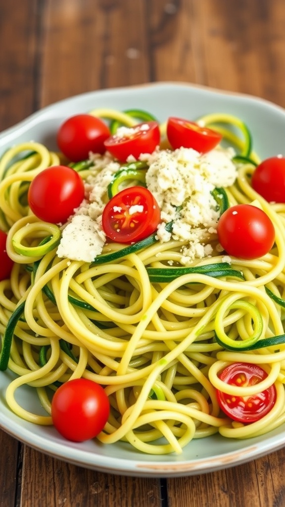 Zucchini Noodles with Pesto and Cherry Tomatoes
