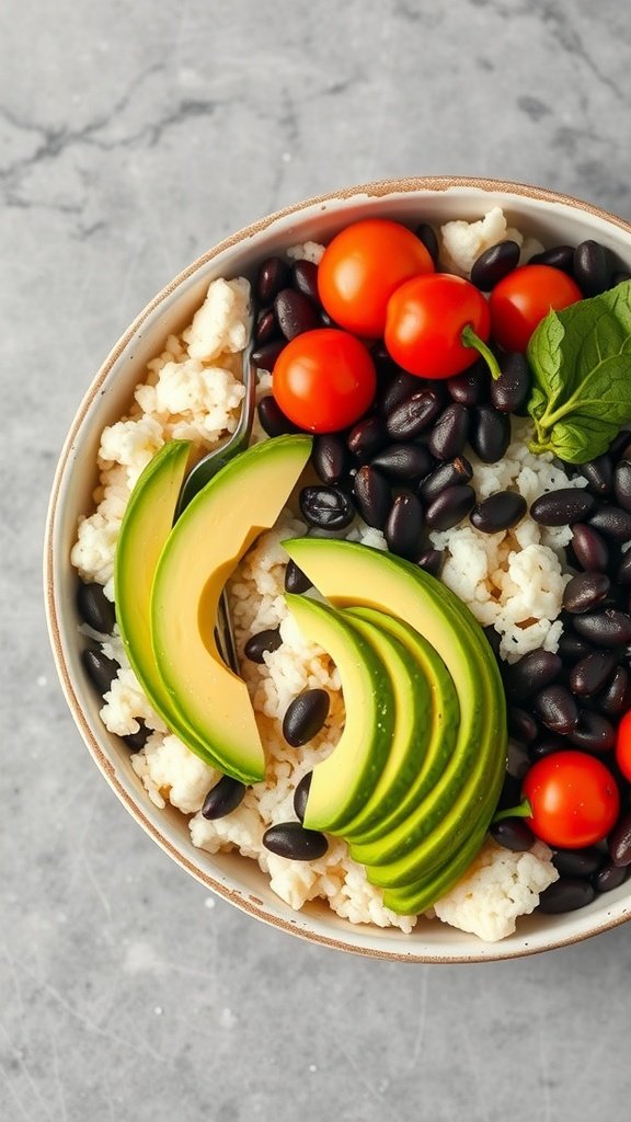Diabetes-Friendly Meals Cauliflower Rice and Black Bean Bowl