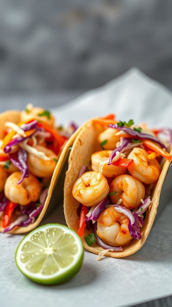 Spicy Shrimp Tacos with Cabbage Slaw