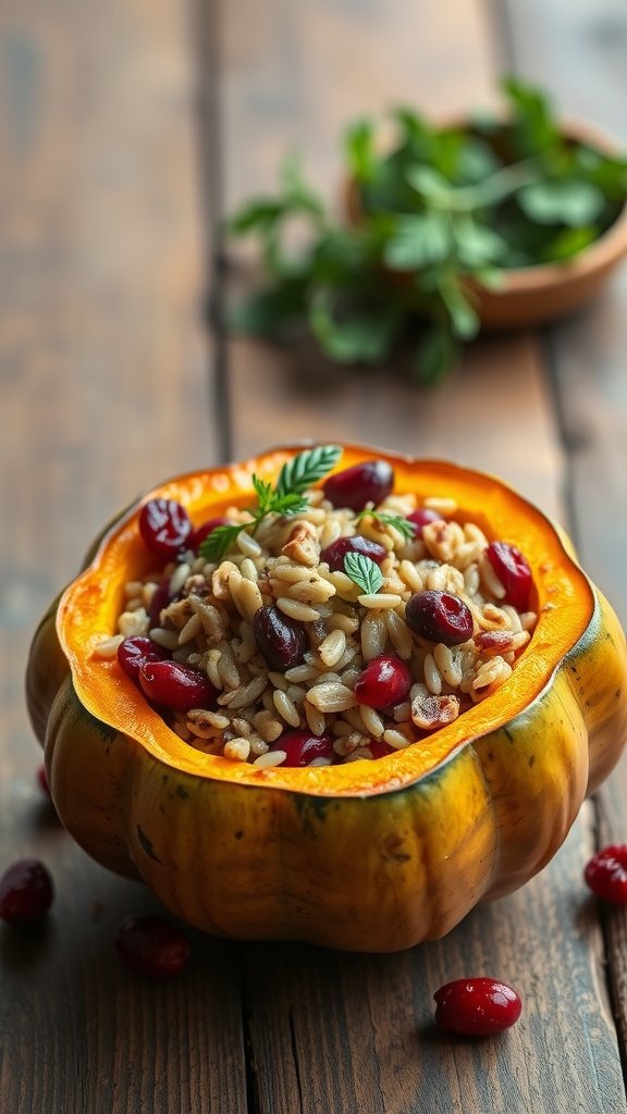 Stuffed Acorn Squash with Wild Rice