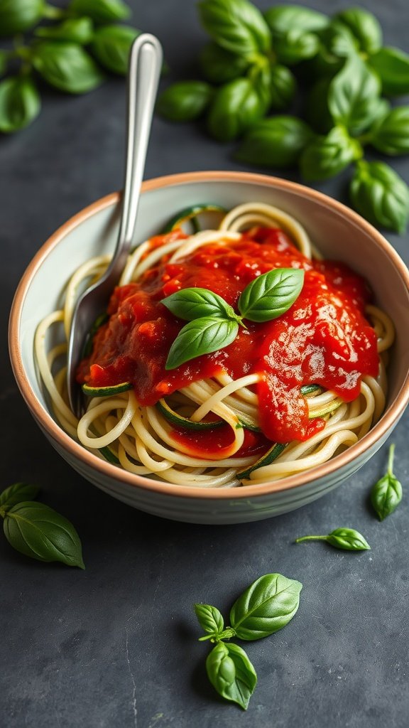 Diabetes-Friendly Meals Zucchini Noodles with Marinara Sauce
